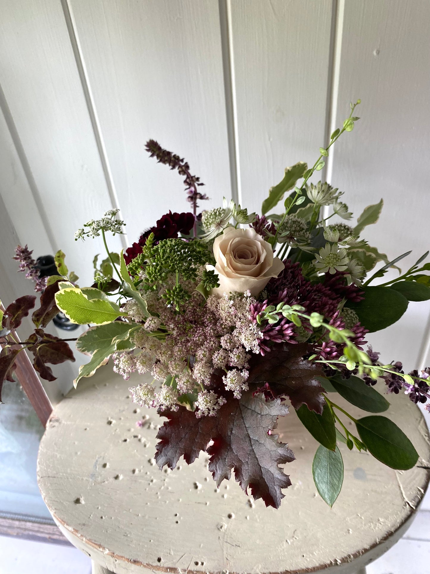 Pale Pink Posy Bud Vase - including a posy of seasonal flowers