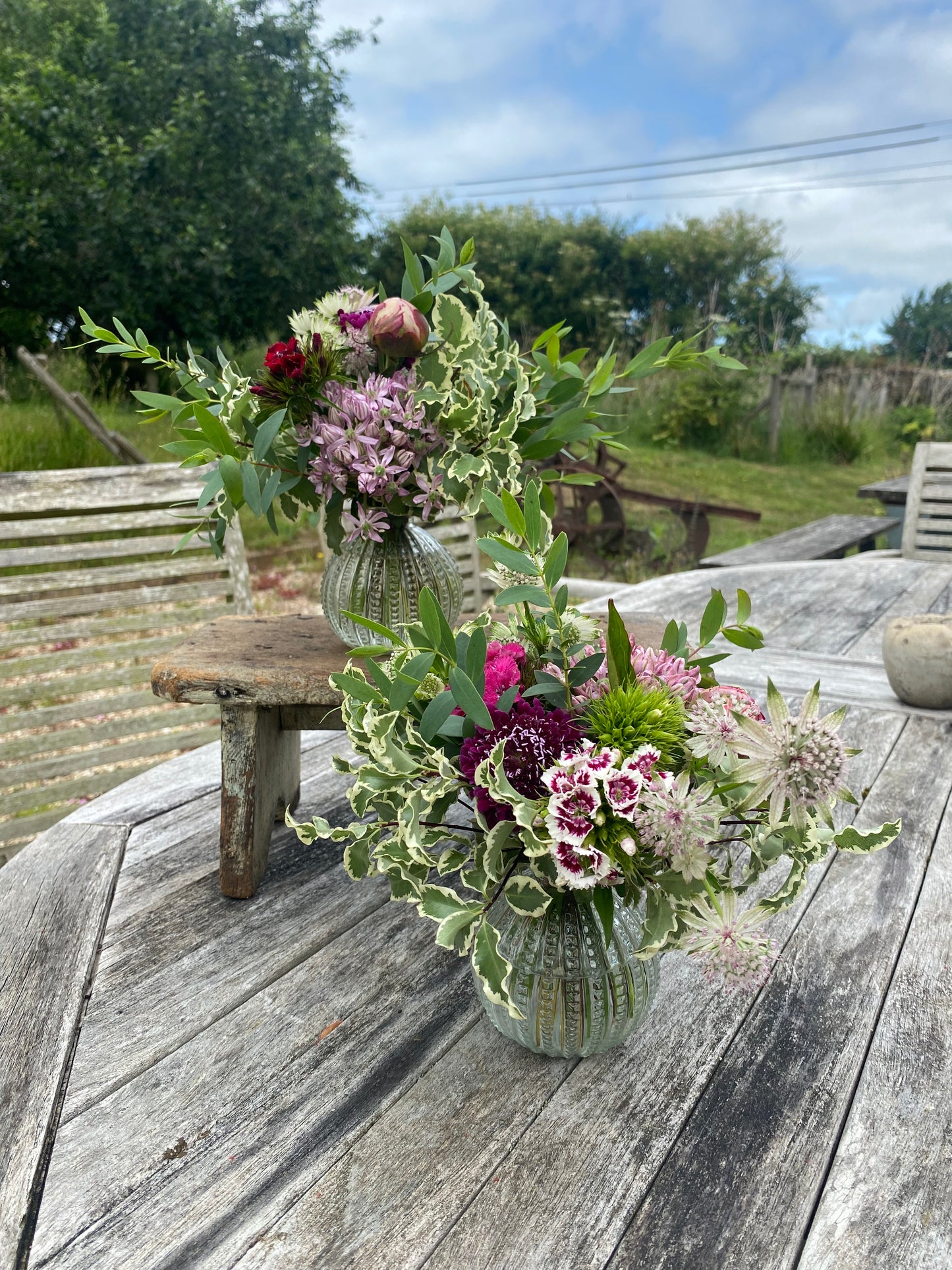 A Pretty Clear Bowl Duo - Each Including a Posy of seasonally inspired flowers