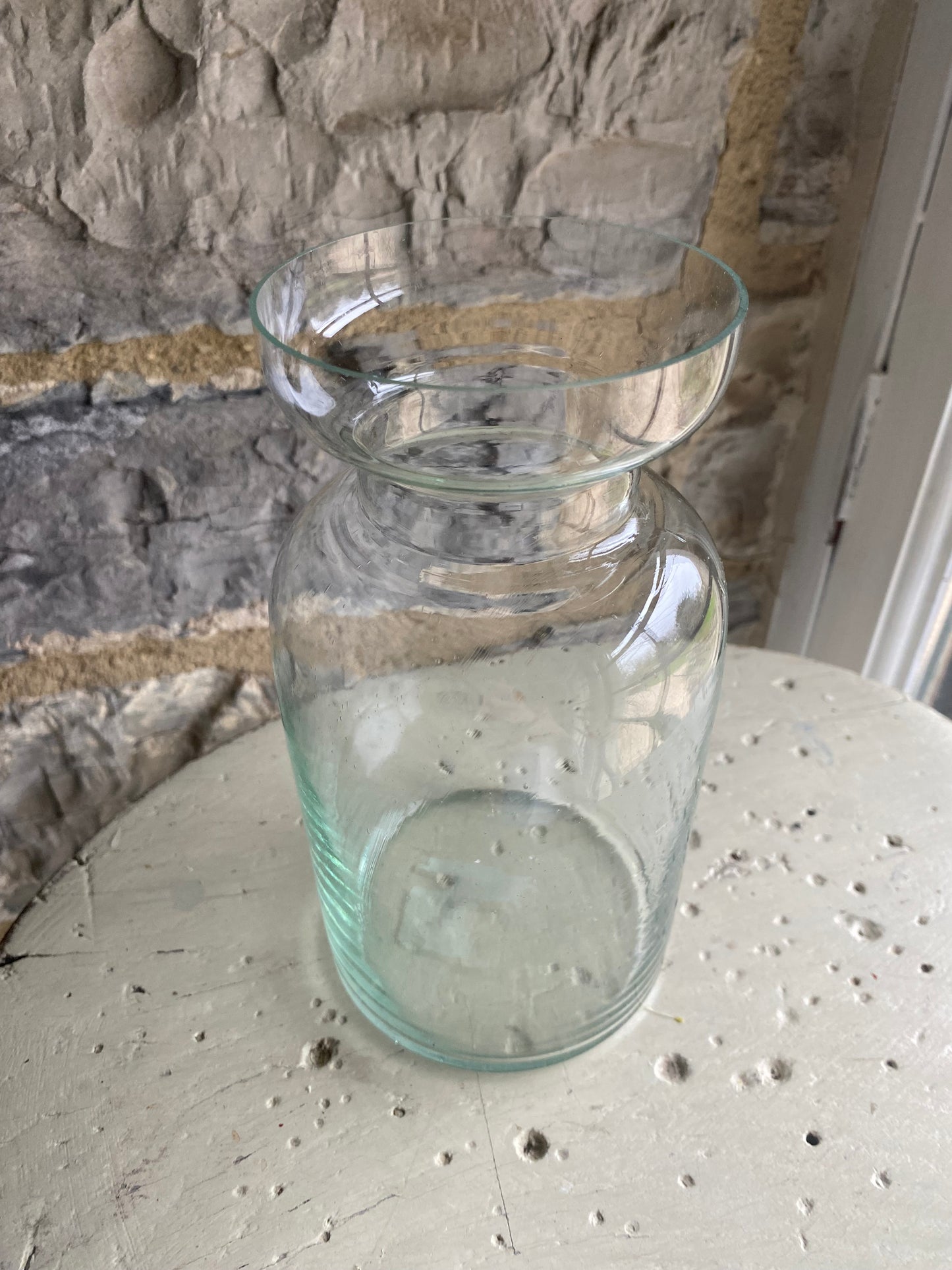 Clear Pretty Neck Glass Vase - including a posy of seasonal flowers