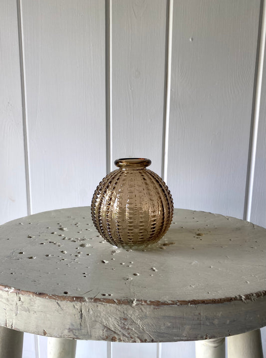 Topaz Urchin Glass Bud Vase Bowl - including a posy of seasonal flowers