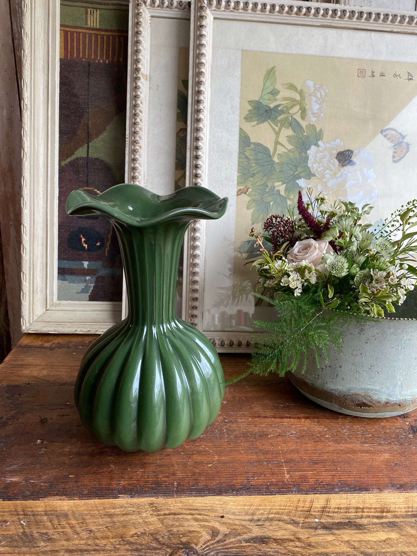 Forest Glass Bud Vase - including a posy of seasonal flowers