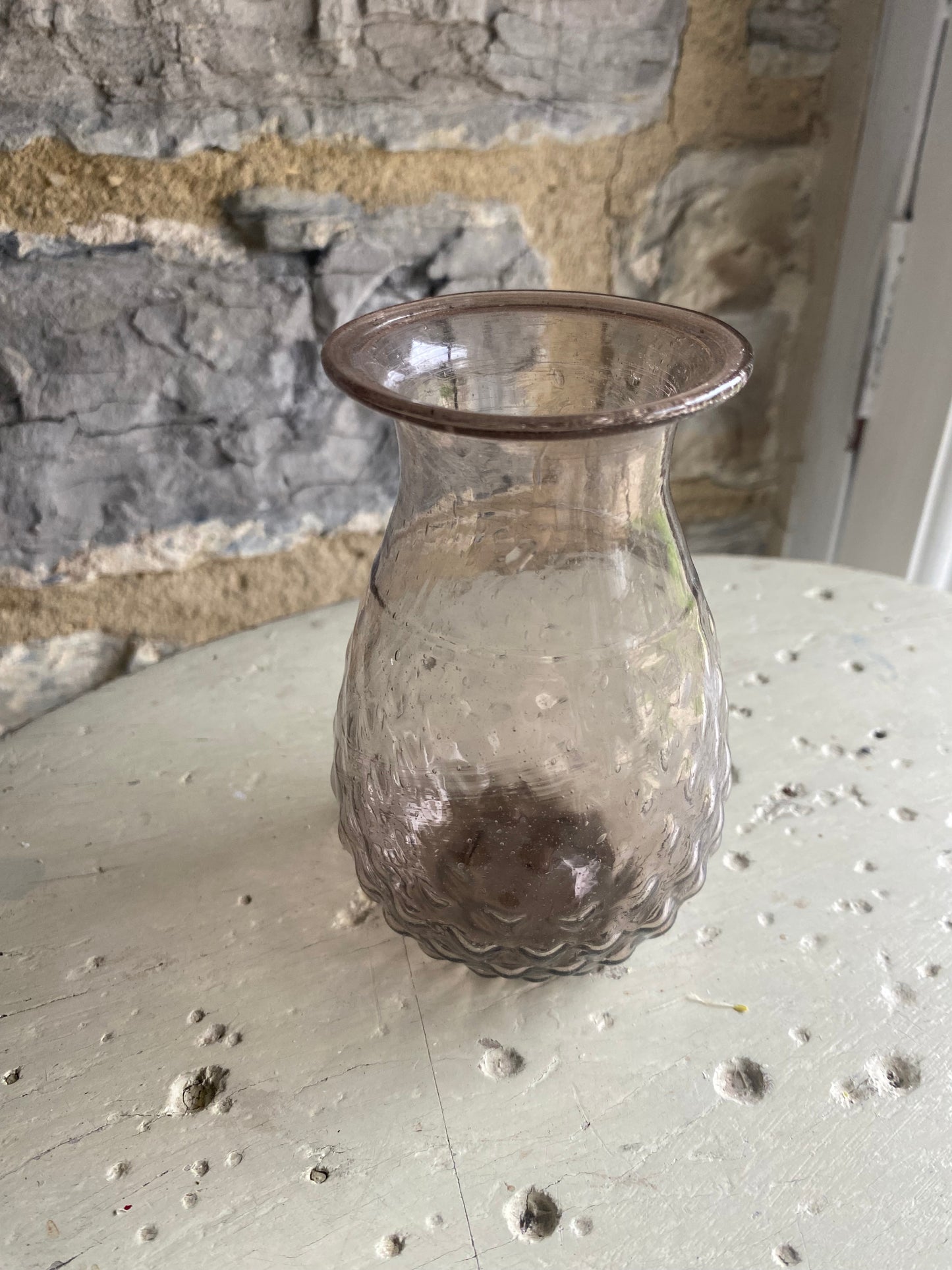 Amethyst Dimpled Glass Bud Vase - including a posy of seasonal flowers