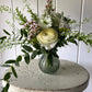 Sage Urchin Glass Bud Vase Bowl - including a posy of seasonal flowers
