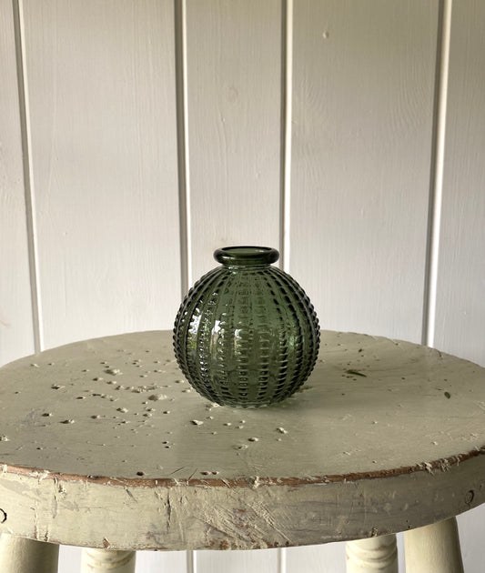 Moss Urchin Glass Bud Vase Bowl - including a posy of seasonal flowers