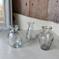 In Good Company.  Three Recycled Clear Glass Bud Vases + Flowers