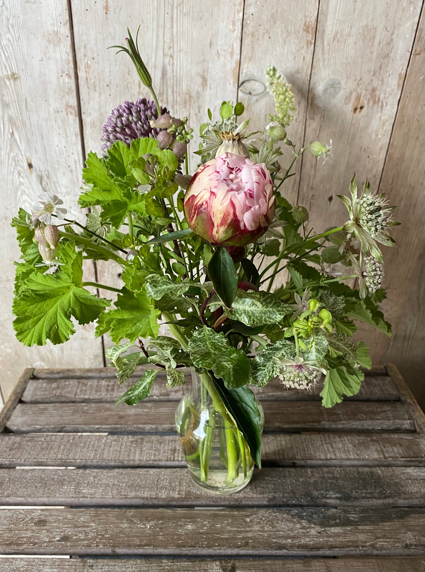 Our Decanter Vase Collection - small - including a posy of flowers