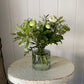 Pretty Winter Green Bud Vase - including a posy of seasonal flowers