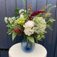 Iris Glass Bud Vase - including a posy of seasonal flowers