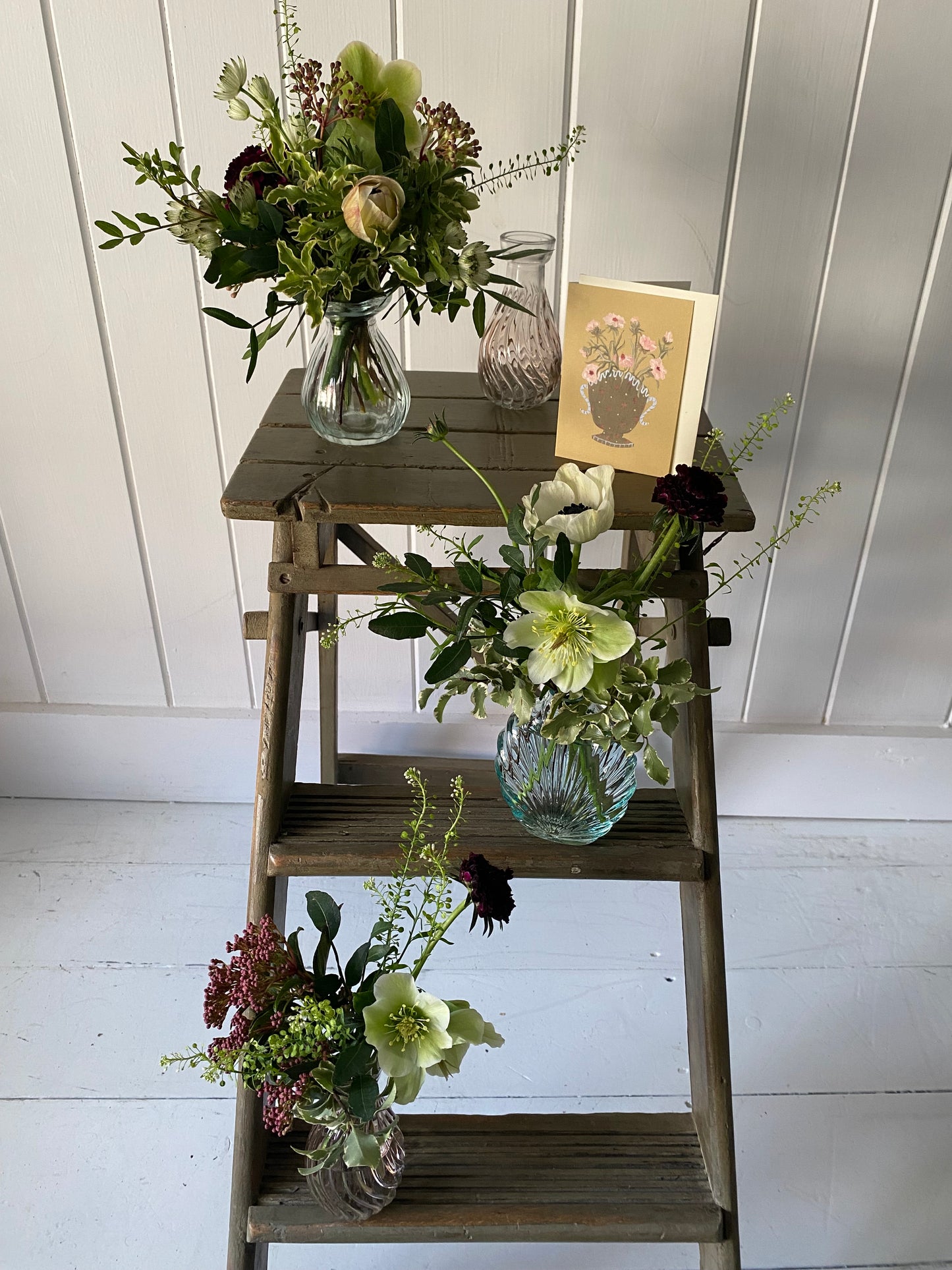 A Delicate Trio Of Pretty Bud Vases - including a seasonal posy in each vase