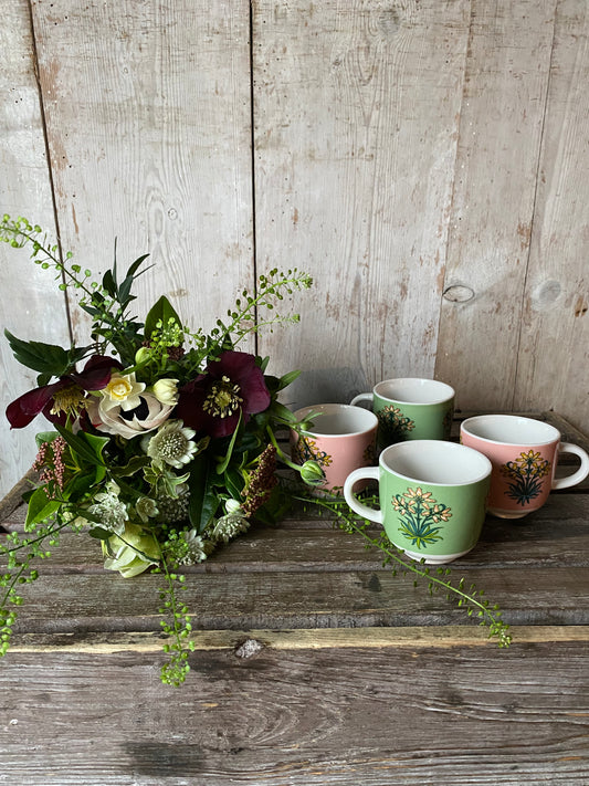William Morris espresso cups - including a posy of flowers