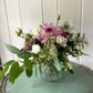 Bobble Glass Jar in Clear and a seasonal posy of flowers