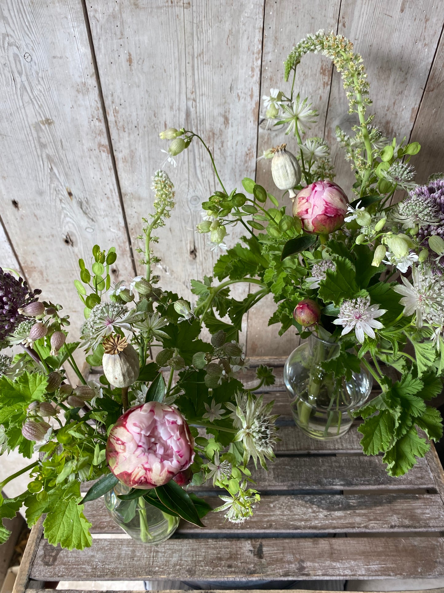 Our Decanter Vase Collection - medium - including a posy of flowers
