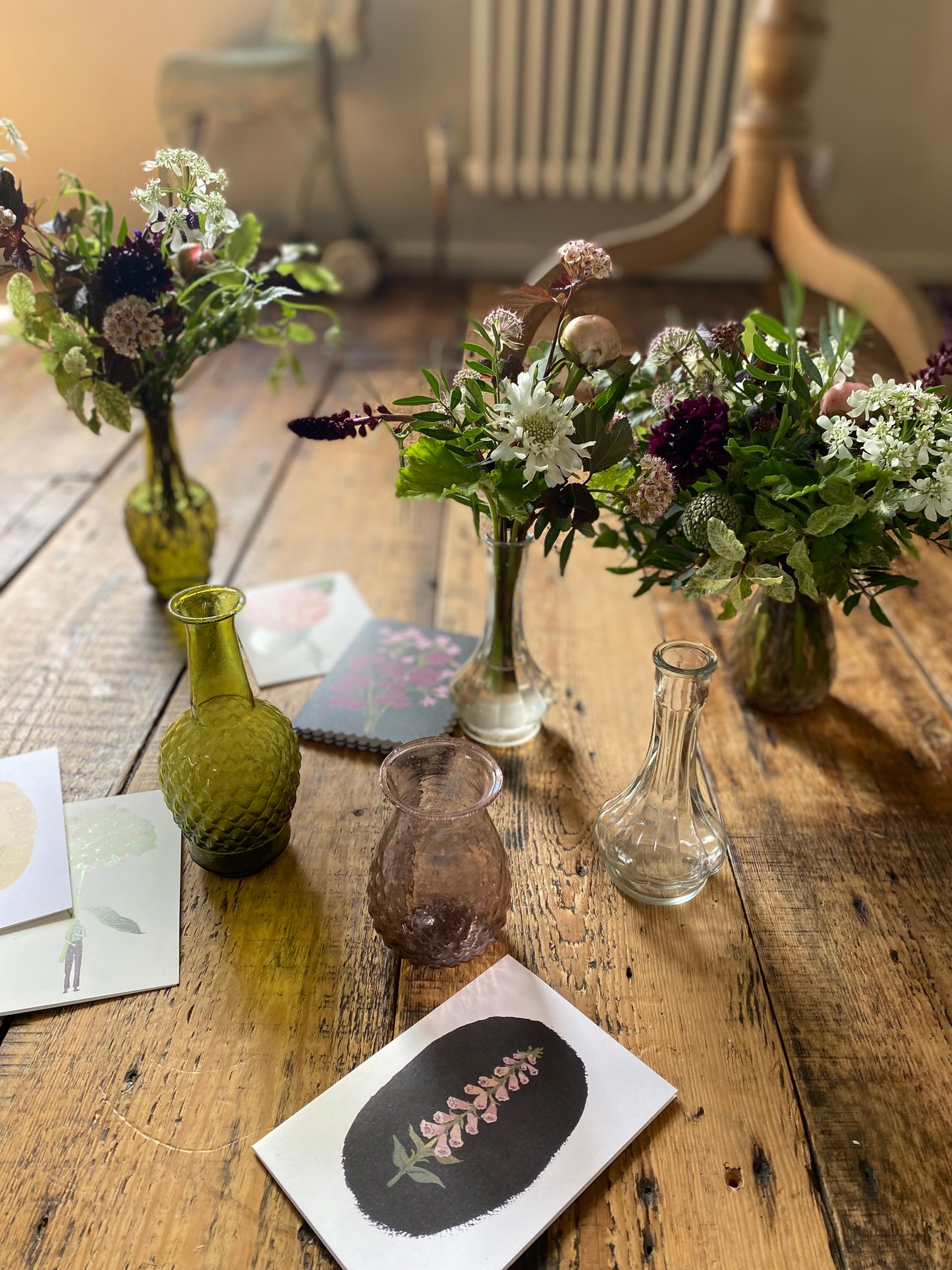 A Muted Summer Trio Of Pretty Bud Vases - including a seasonal posy in each vase