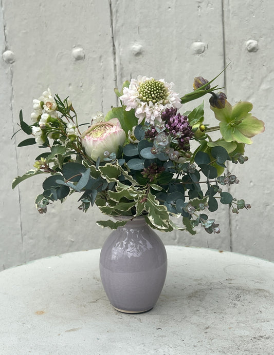 Lilac Ceramic Vase - including posy of flowers