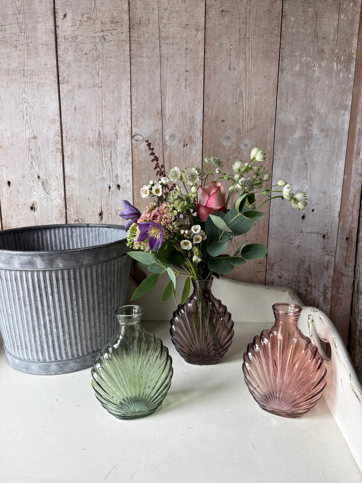 Coastal & Collected. Gorgeous Shell Shaped Bud Vases + Flowers