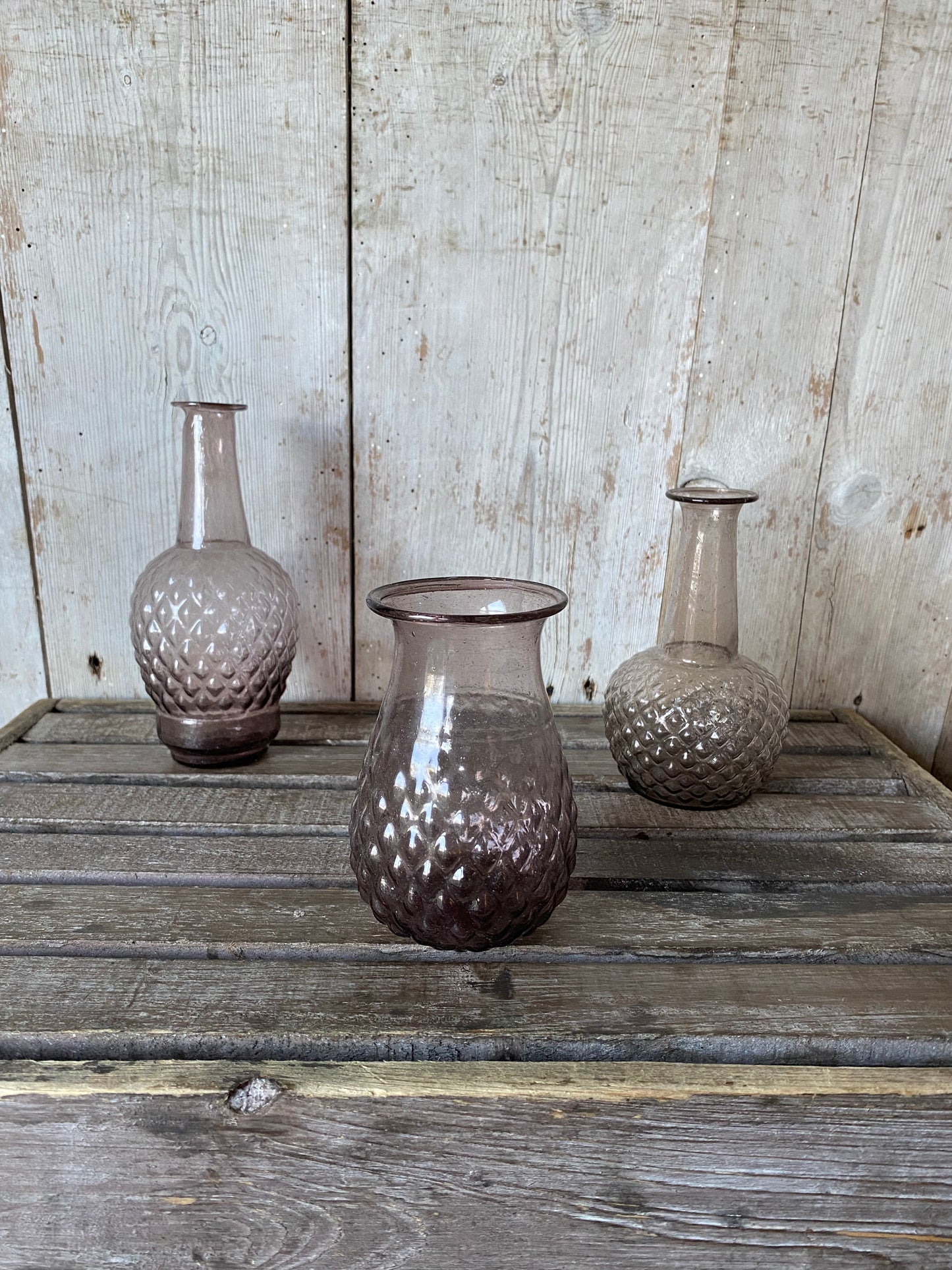 Our Amethyst Trio Of Pretty Bud Vases - including a seasonal posy in each vase