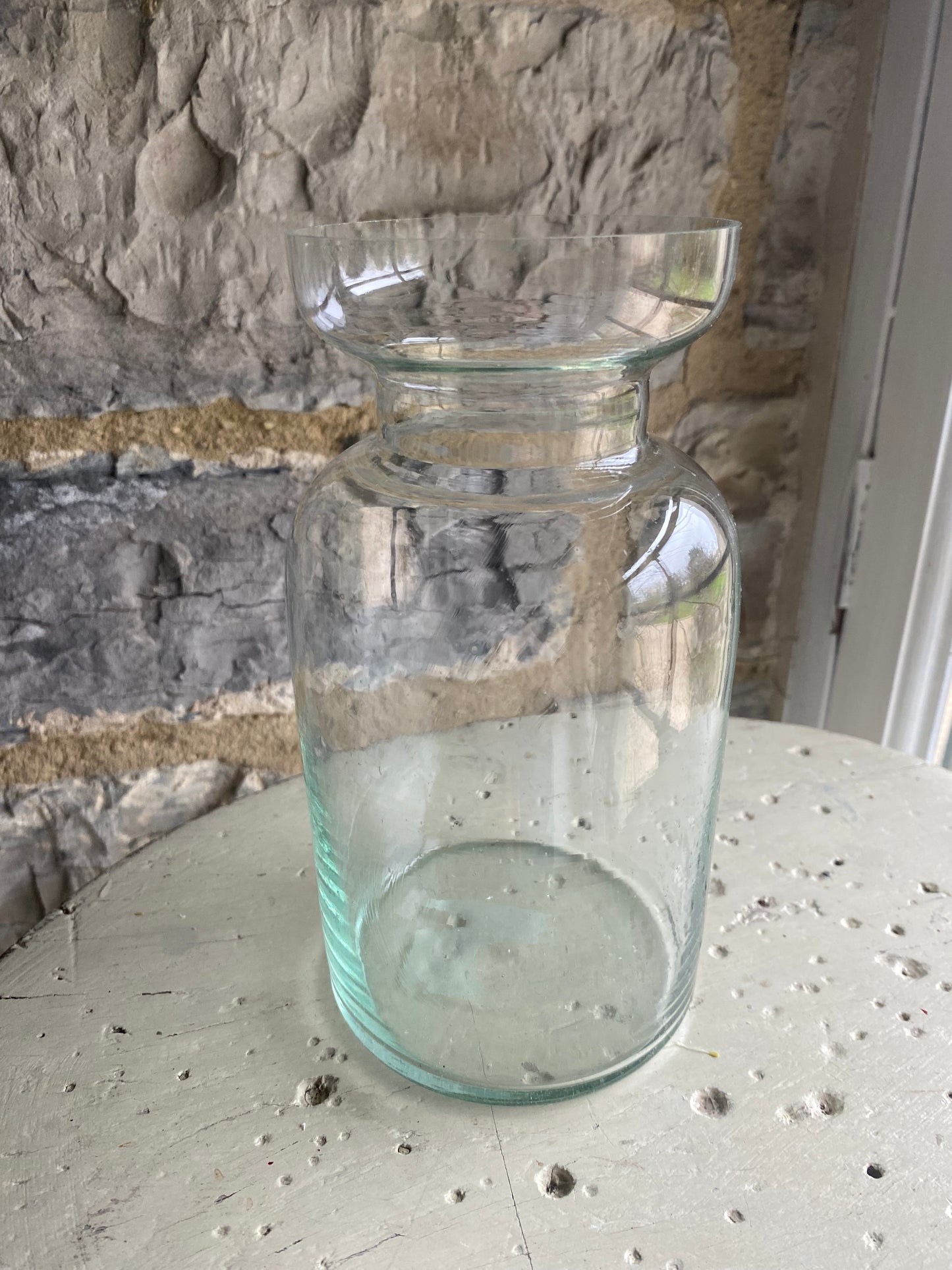 Clear Pretty Neck Glass Vase - including a posy of seasonal flowers