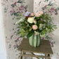 Large Textured Sage Ceramic - including a posy of flowers