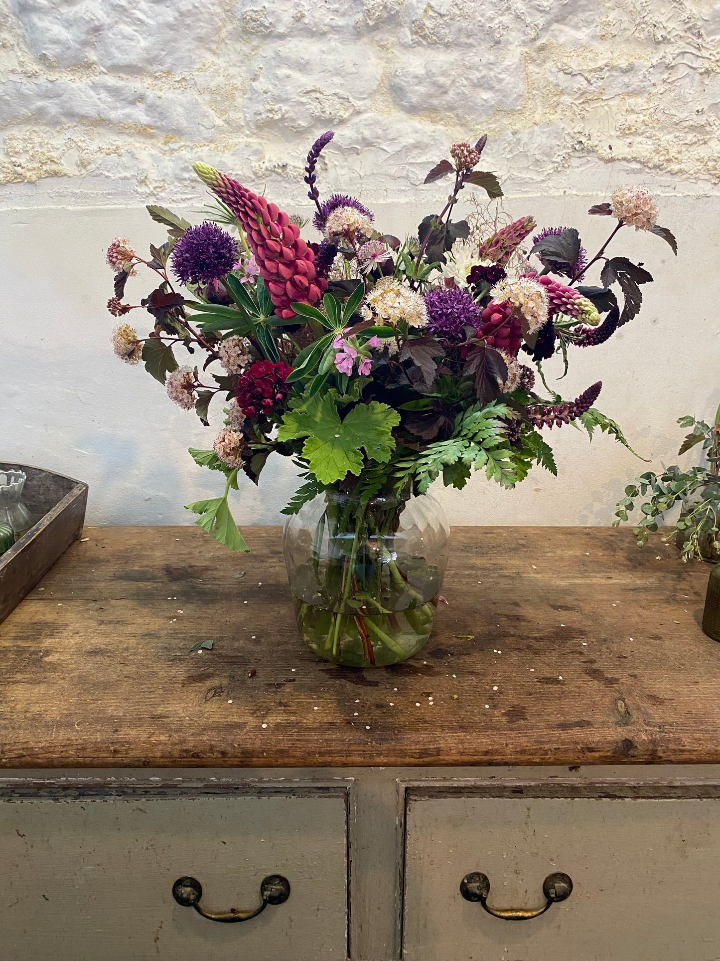 Seasonally Inspired Bunch - with a Pretty Ribbed Vase