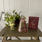 I Love You - Glass Bud Vase in Clear, Card & a posy of seasonal flowers