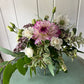 Bobble Glass Jar in Clear and a seasonal posy of flowers