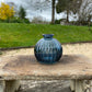 Cobalt Ribbed Glass Bud Vase Bowl - including a posy of seasonal flowers