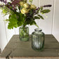 Ribbed Glass Bud Vase in Forest & a posy of seasonal flowers