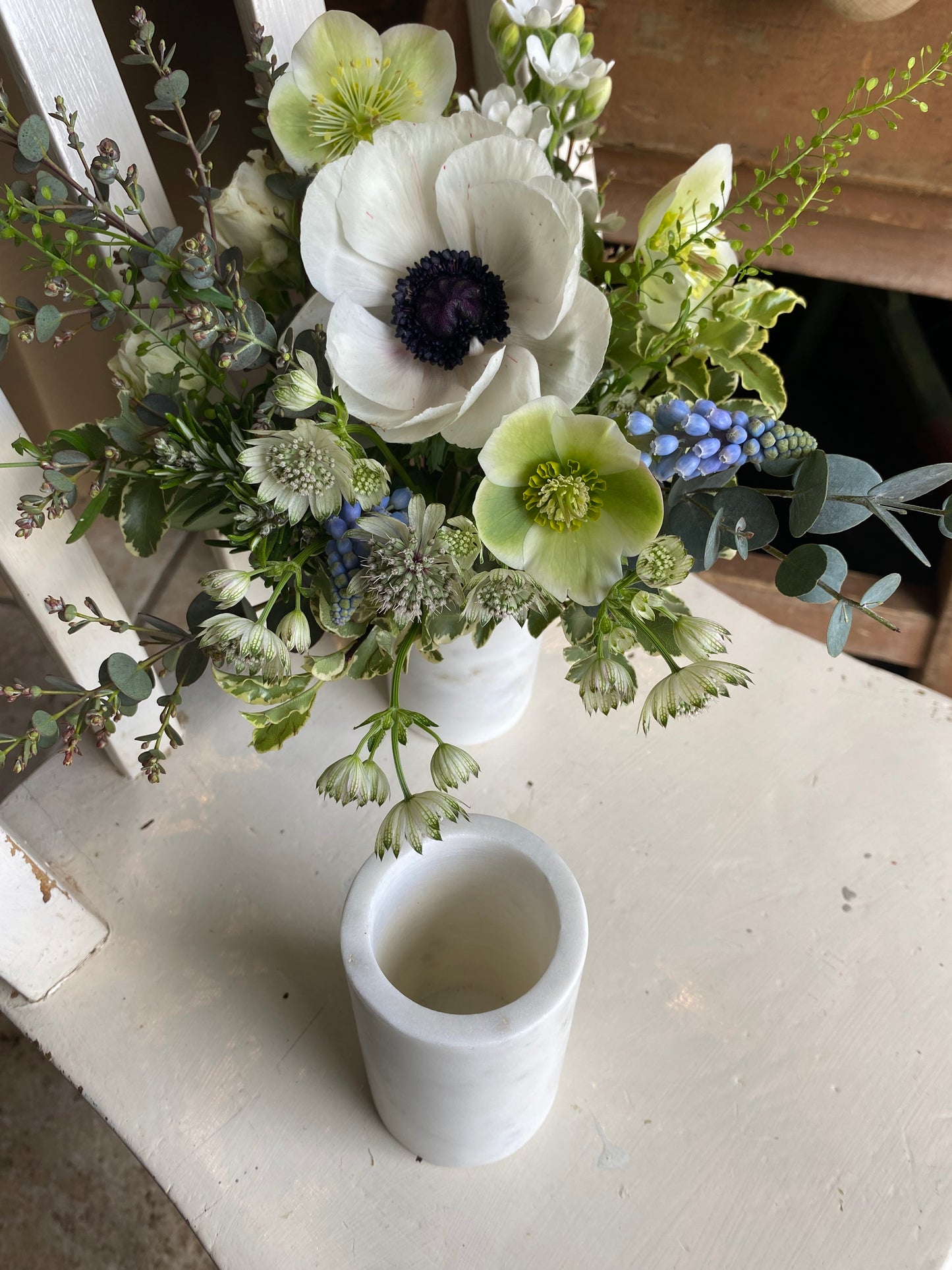 Marble Bud Vase - including a posy of seasonal flowers