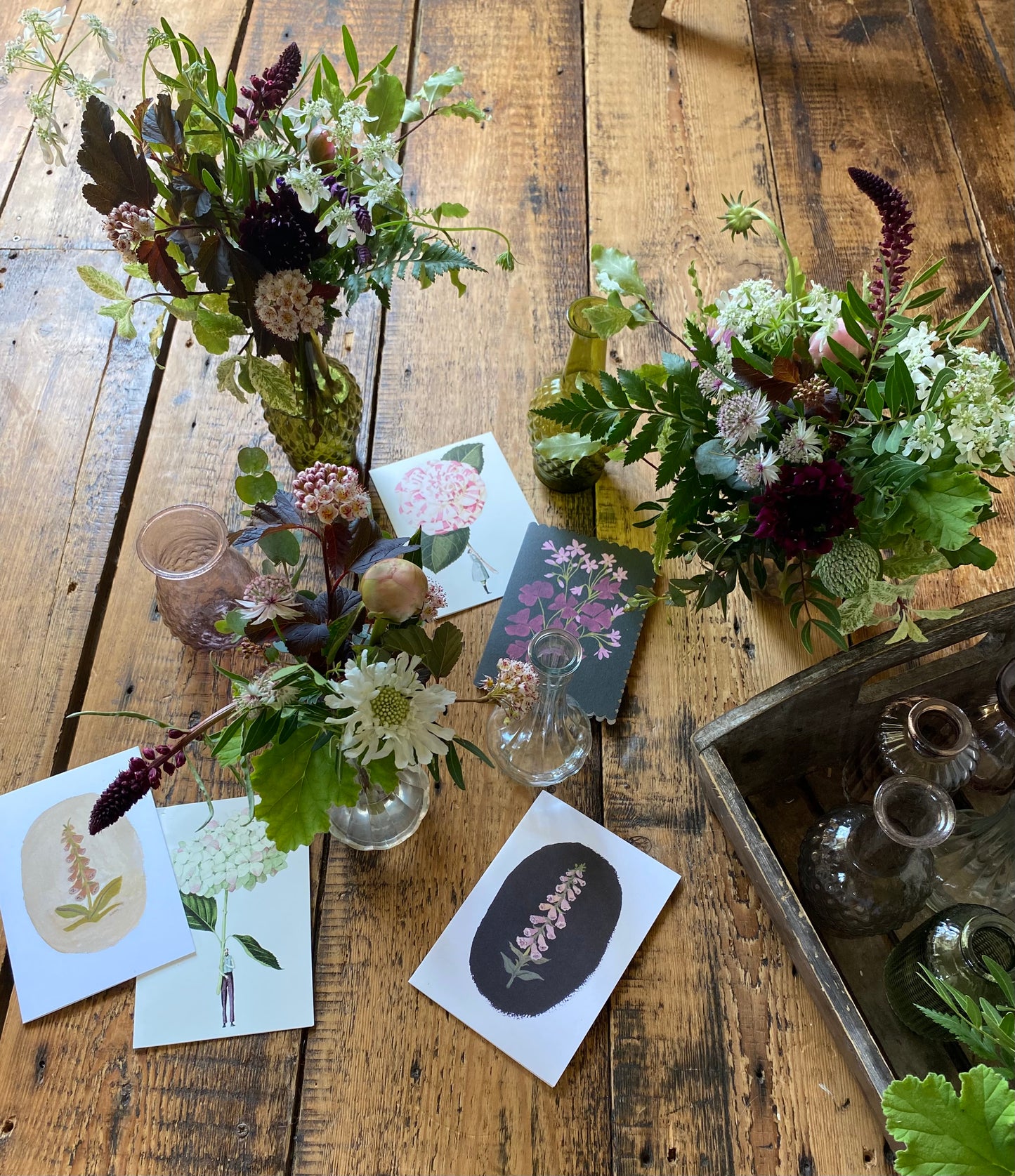 A Muted Summer Trio Of Pretty Bud Vases - including a seasonal posy in each vase