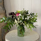 Spring Green Rib Bud Vase - including a posy of seasonal flowers
