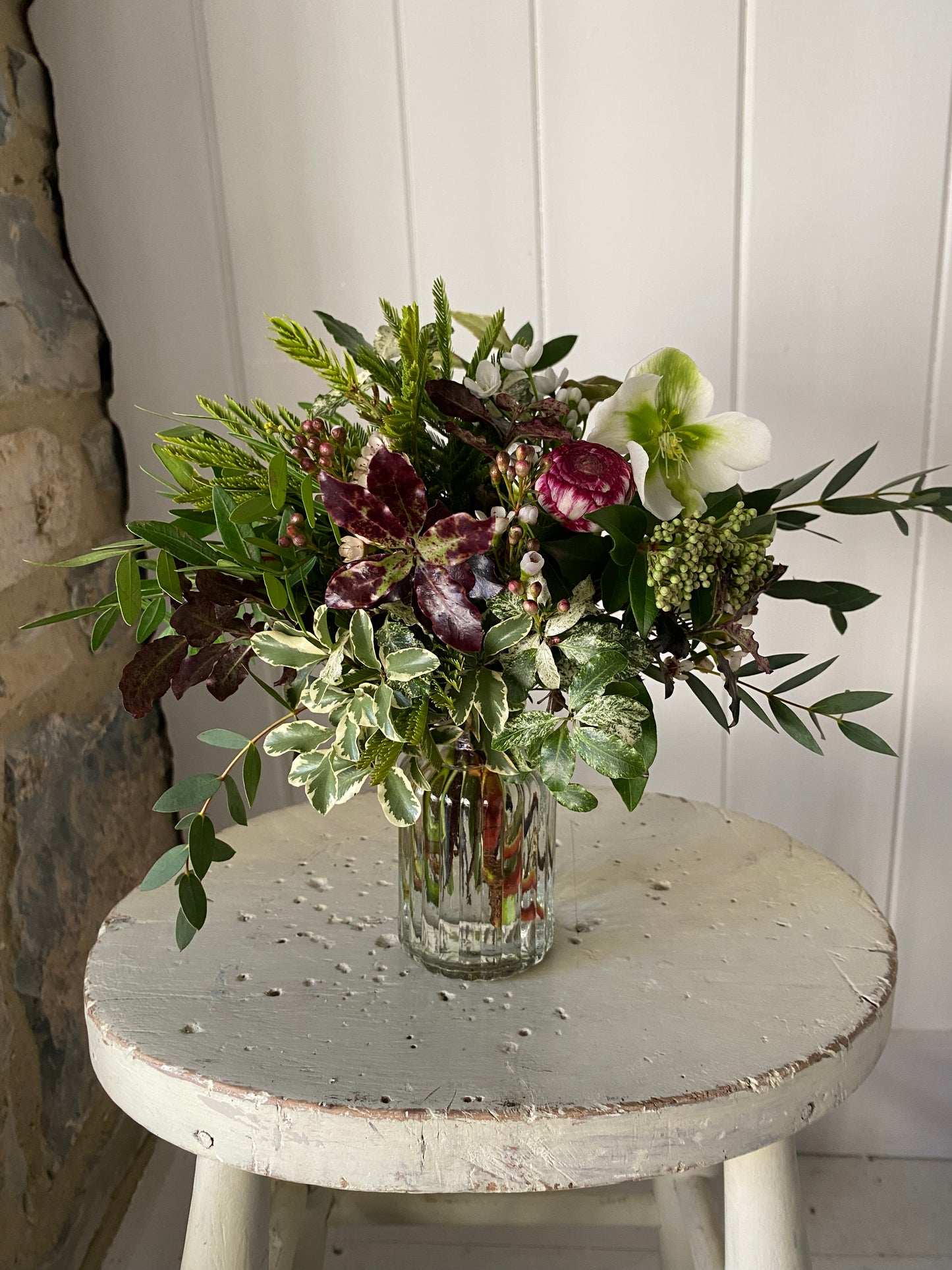 Clear Rib Bud Vase - including a posy of seasonal flowers
