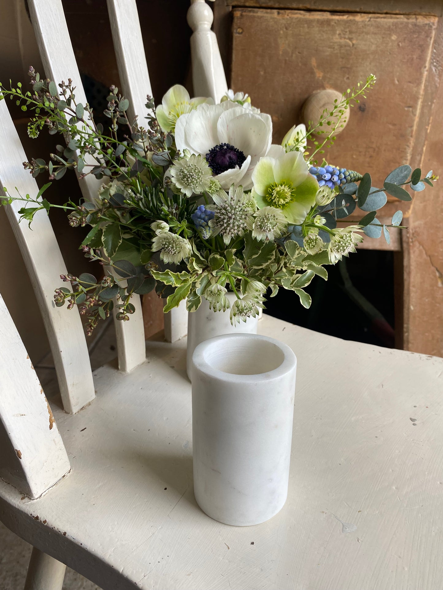 Marble Bud Vase - including a posy of seasonal flowers