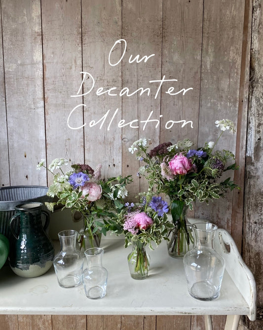 Our Decanter Vase Collection - large - including a posy of flowers