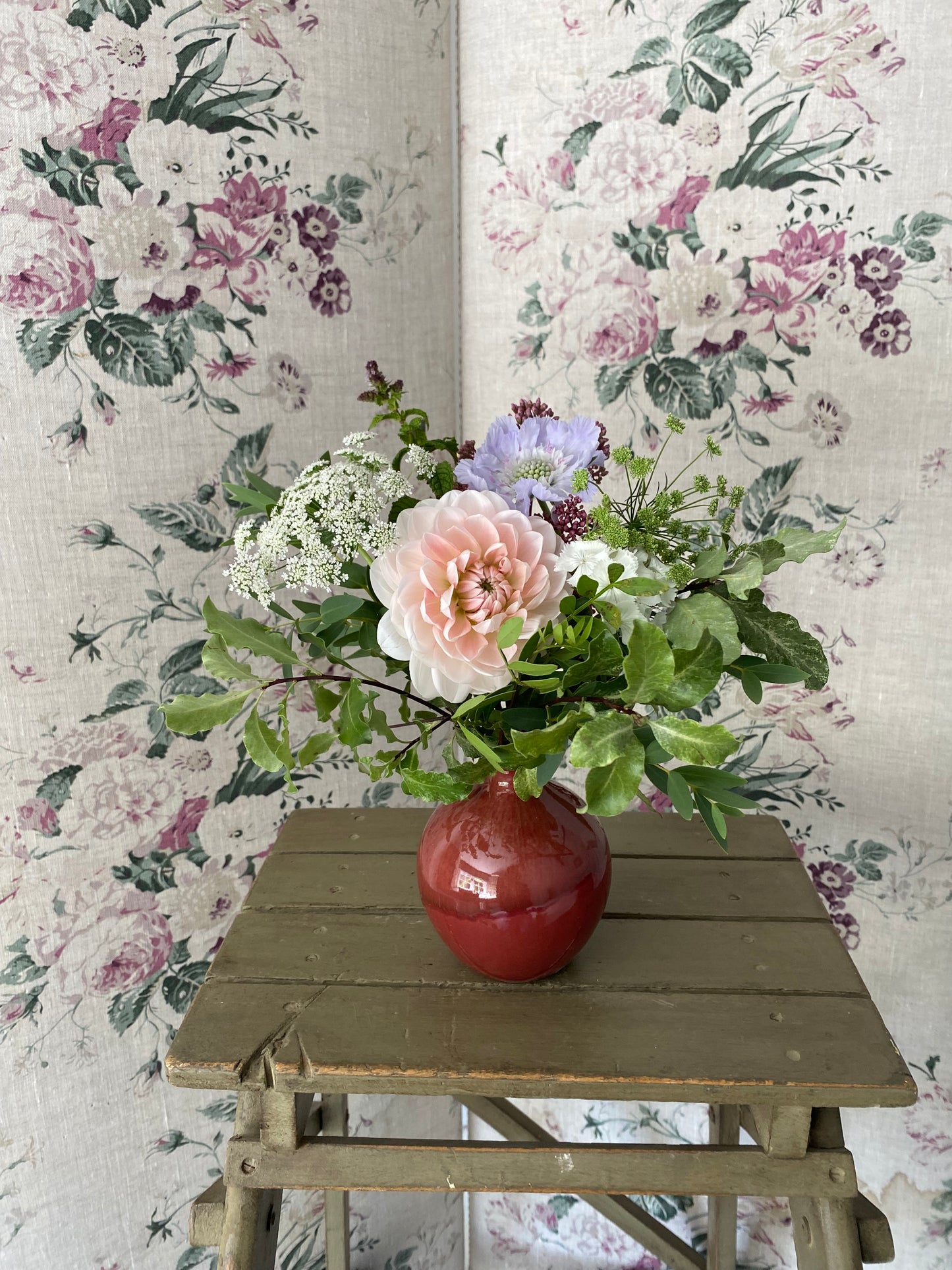 Sunset Painted Ceramic Vase - including posy of flowers
