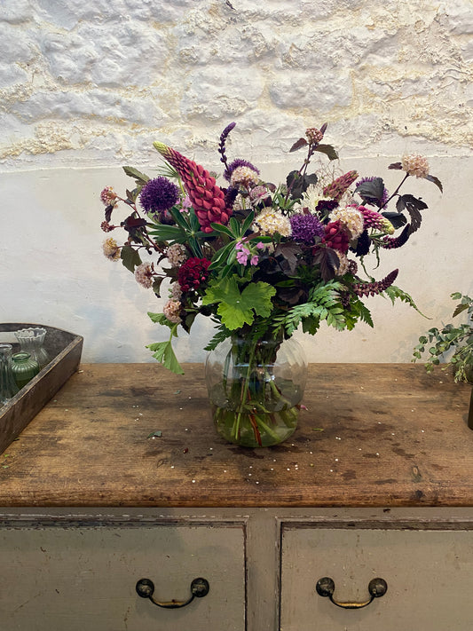 Seasonally Inspired Bunch - with a Pretty Ribbed Vase