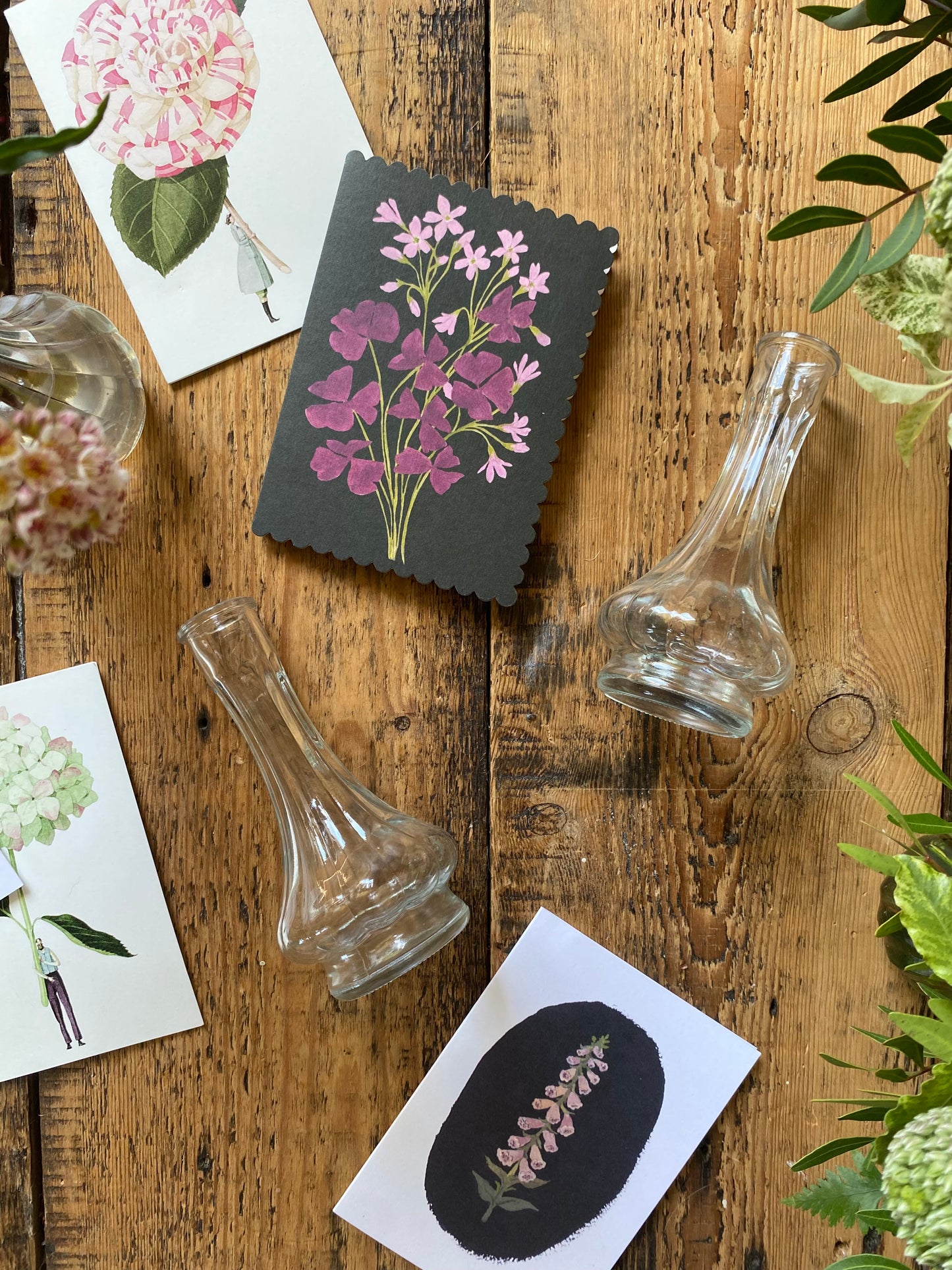 A Bedside Duo Of Pretty Bud Vases - including a seasonal posy in each vase