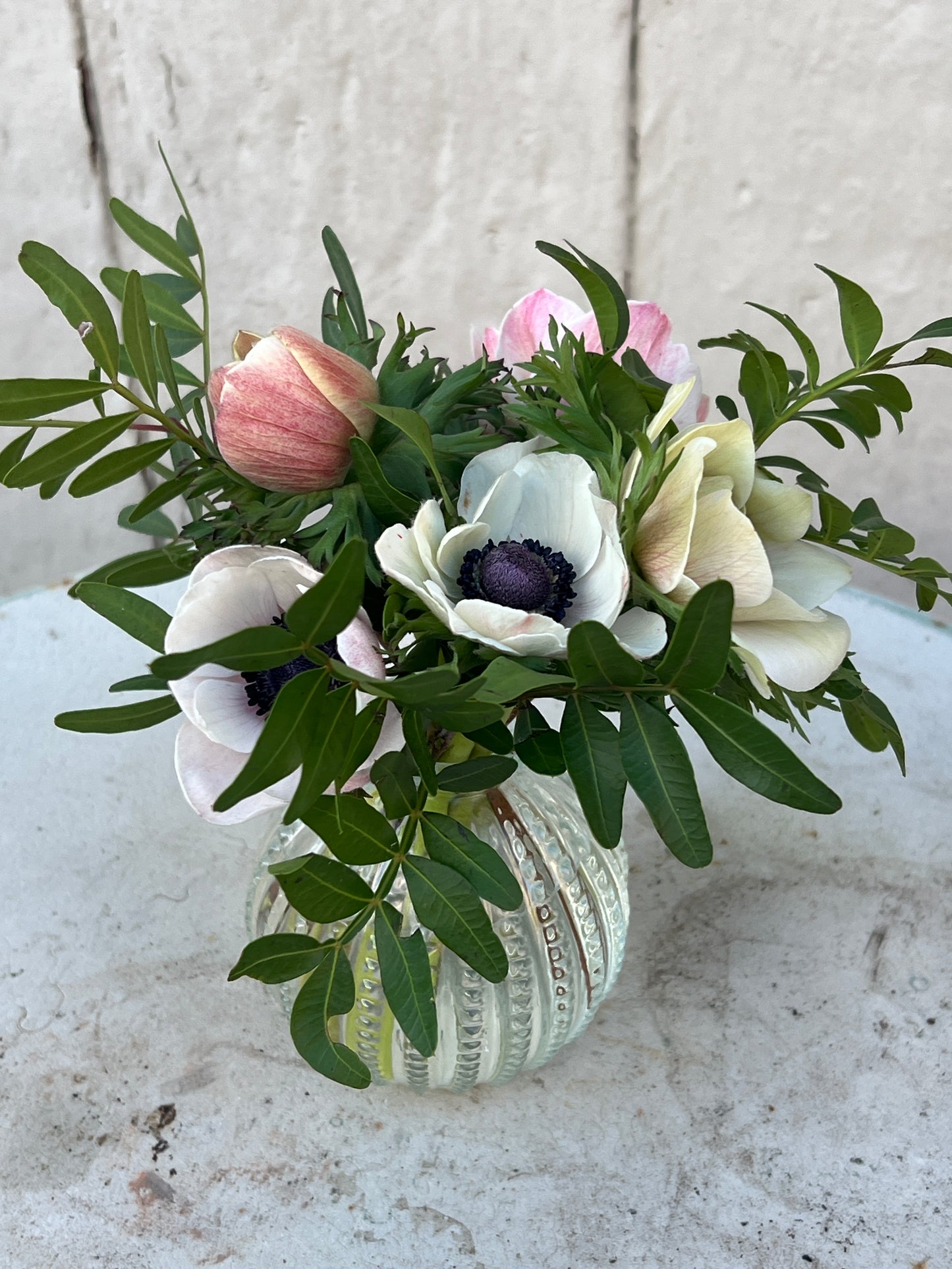Anemone Posy in Beaded Bowl