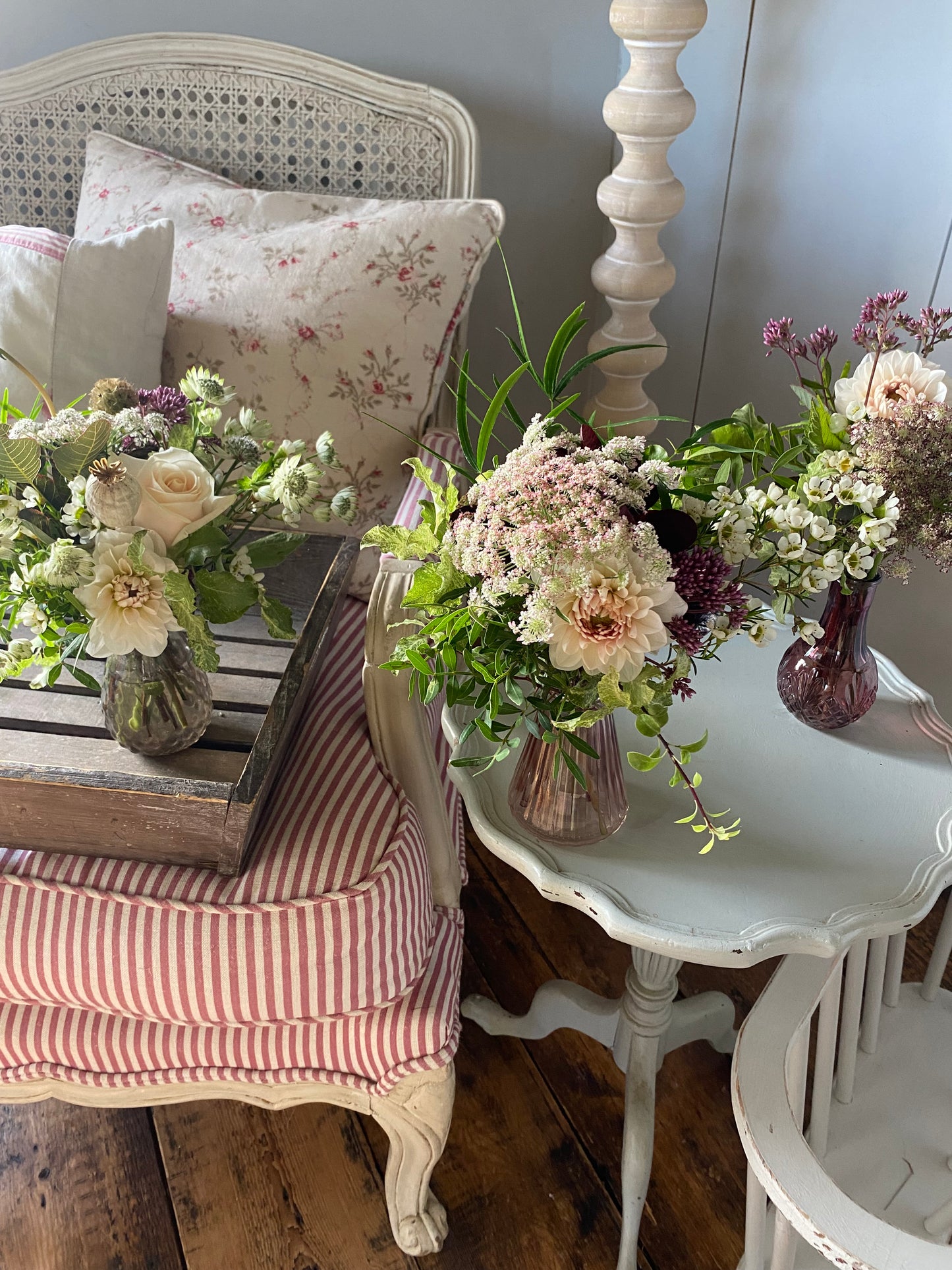 A Muted Autumnal Trio Of Pretty Bud Vases - including a seasonal posy in each vase