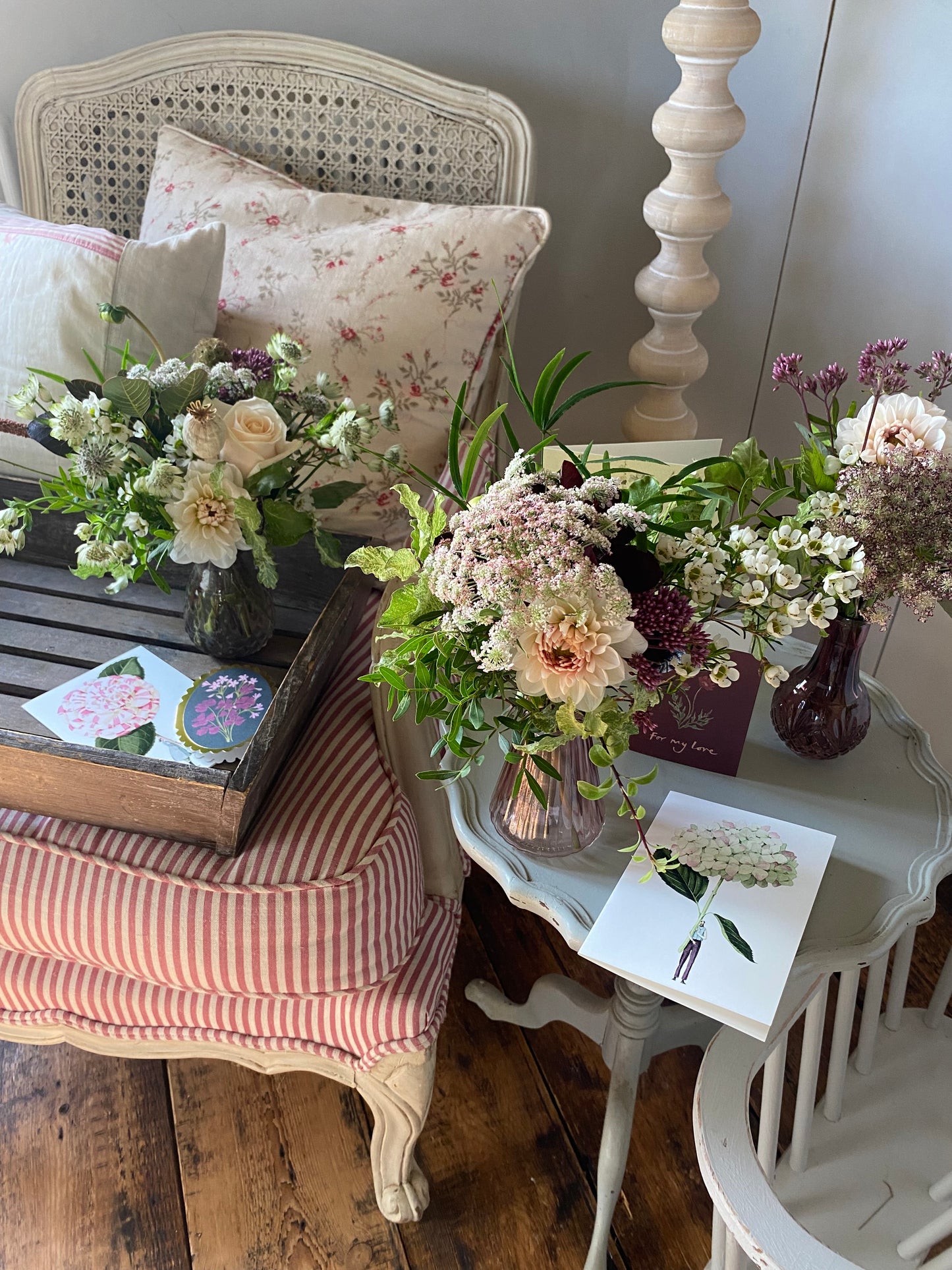 A Muted Autumnal Trio Of Pretty Bud Vases - including a seasonal posy in each vase