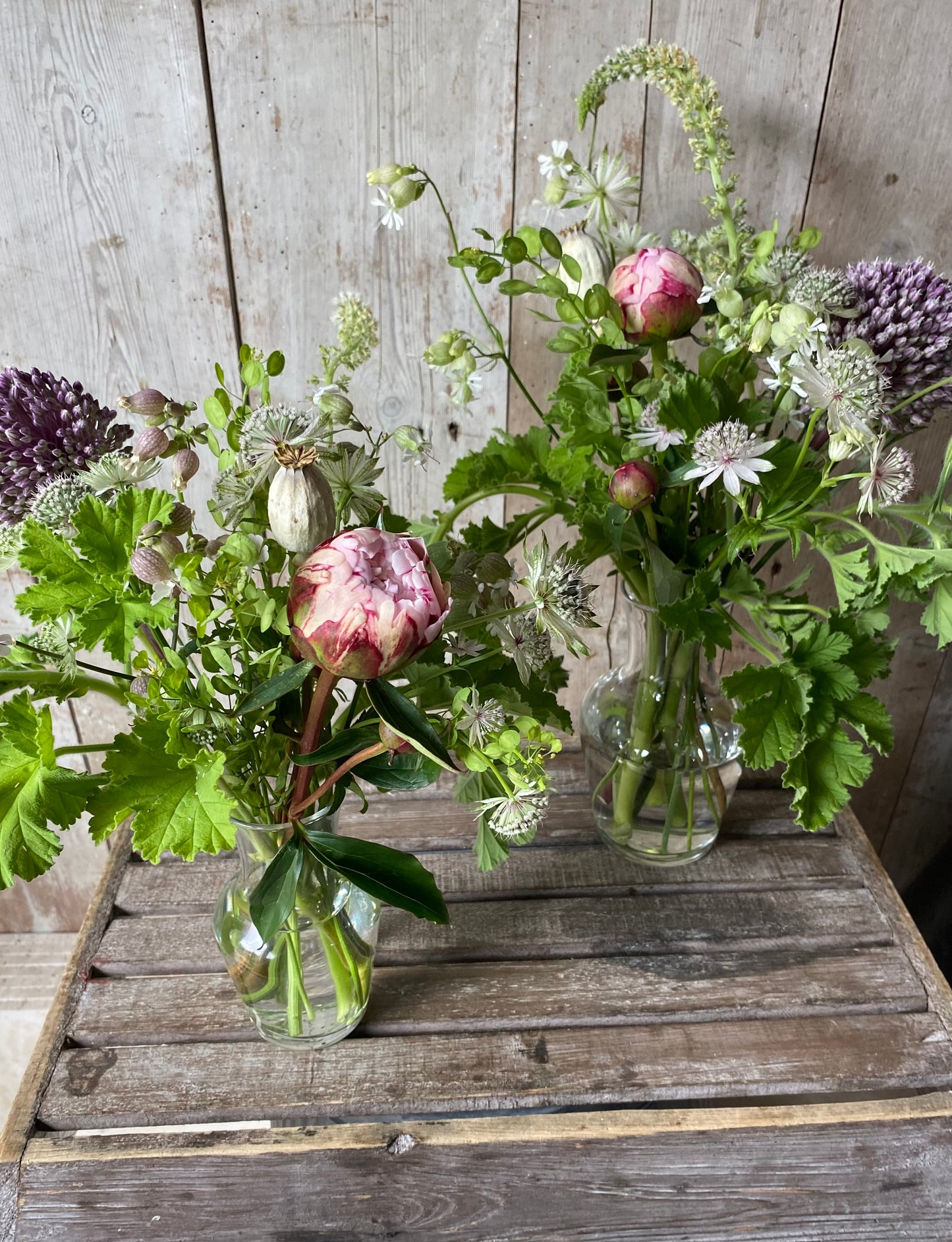 Our Decanter Vase Collection - small - including a posy of flowers