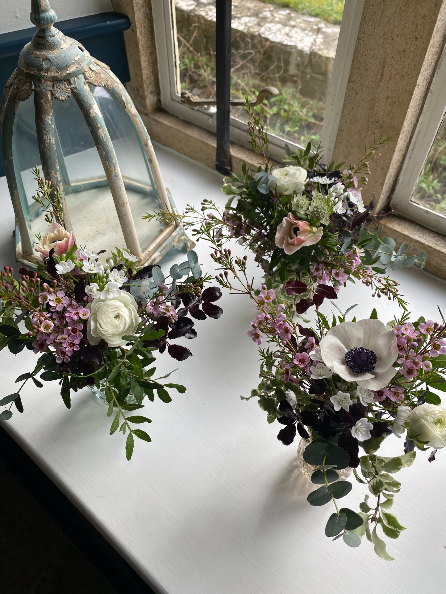 A Delicate Trio Of Pretty Bud Vases - including a seasonal posy in each vase