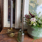 Forest Glass Bud Vase with Candlestick - including a posy of seasonal flowers