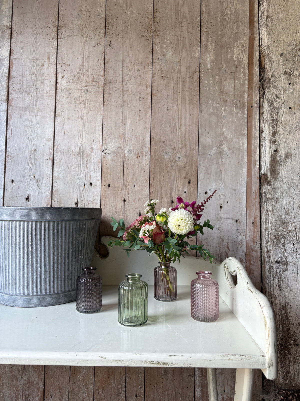 Our Petite Bottle Bud Vase Collection + Flowers