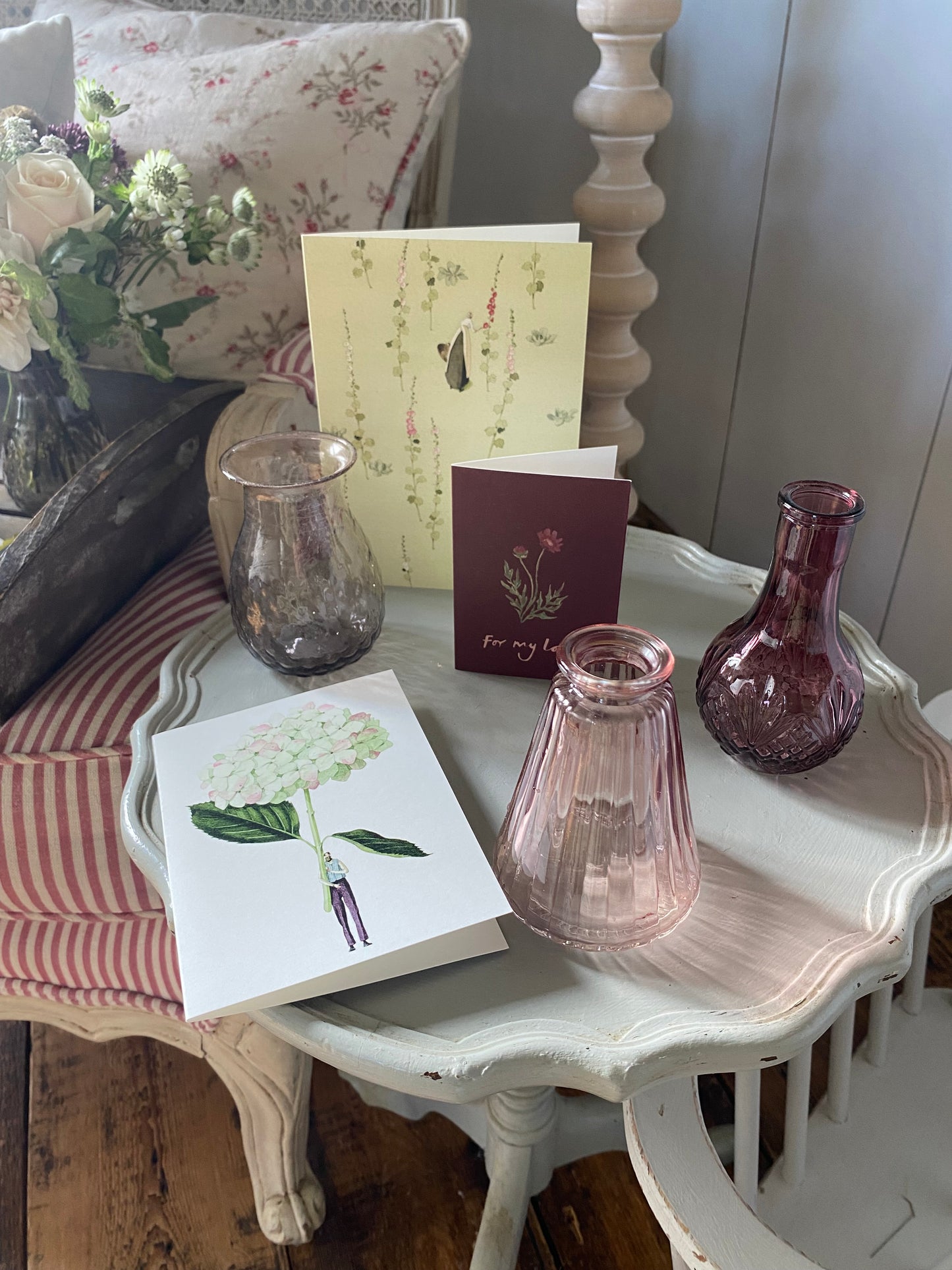 A Muted Autumnal Trio Of Pretty Bud Vases - including a seasonal posy in each vase