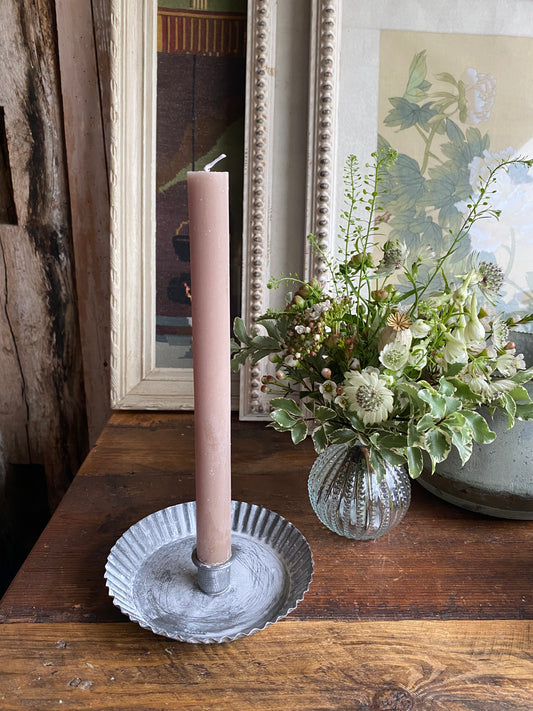 Pretty Candlestick with Beaded Bowl - including a posy of seasonal flowers
