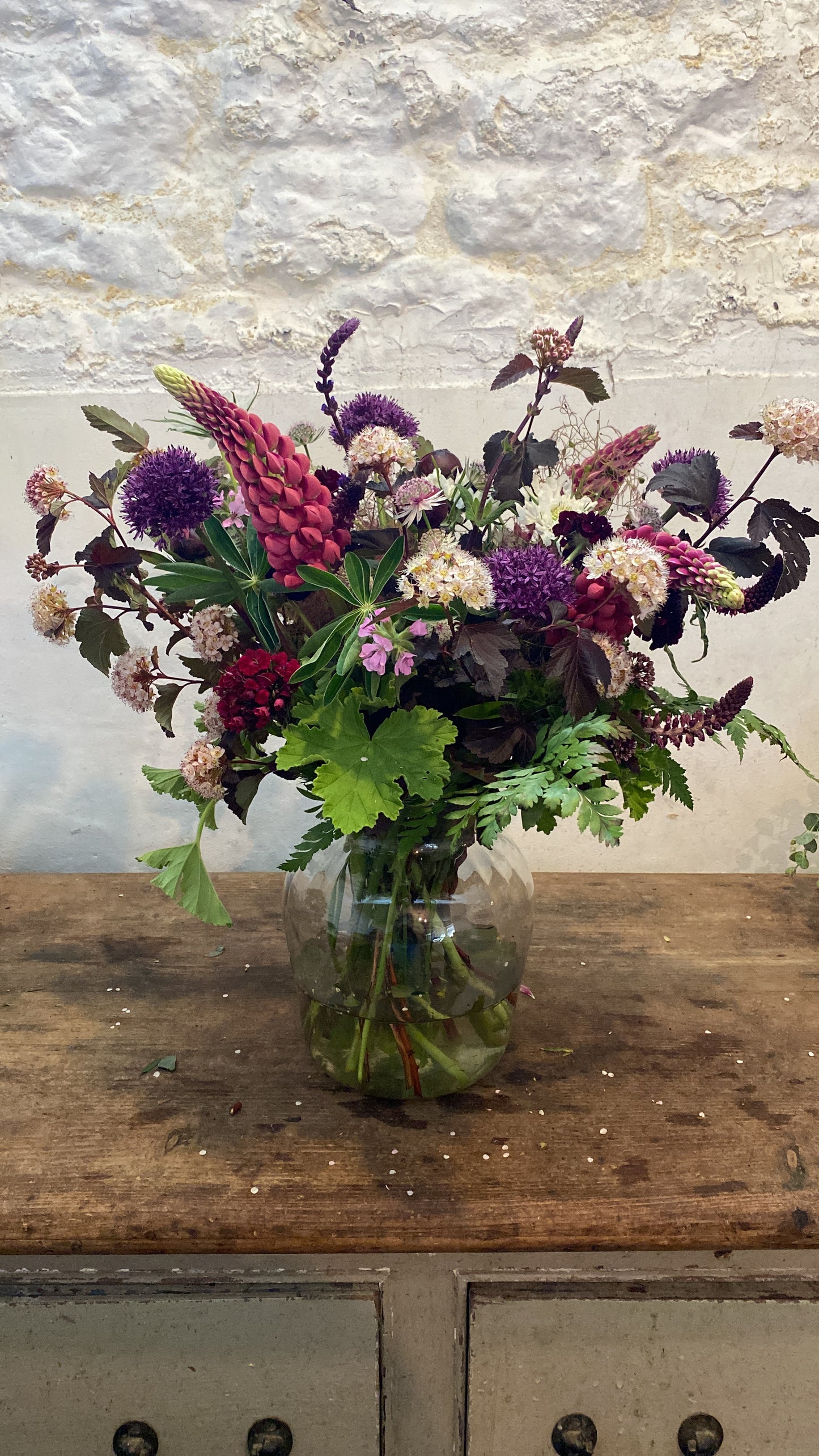Seasonally Inspired Bunch - with a Pretty Ribbed Vase