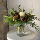 Clear Tall Bulb Vase - including seasonal posy of flowers