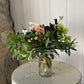 Clear Feathered Bud Vase - including a posy of seasonal flowers