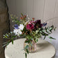 Little Ribbed Rose Vase - including a posy of seasonal flowers