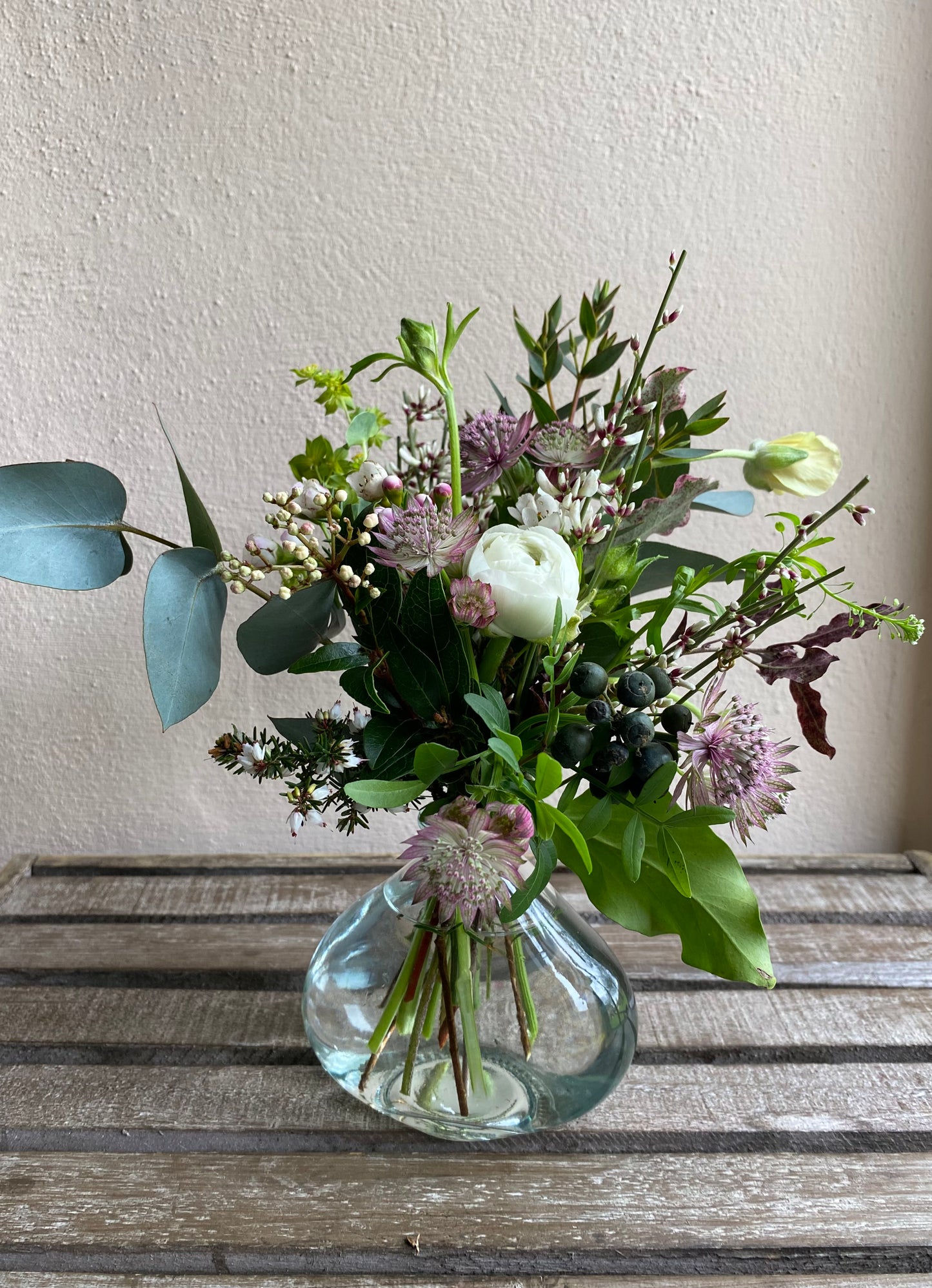 Little Clear Vase - including a posy of seasonal flowers
